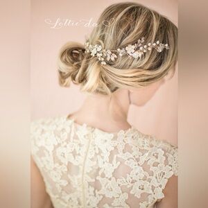 BNWT Gold Floral Wedding Hair Vine Halo (Etsy, LottieDa Designs)